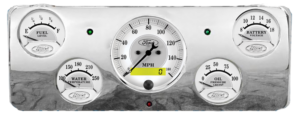 1940 Ford Deluxe Aluminum Gauge Panel w/ Auto Meter Ford Masterpiece Silver Gauges
