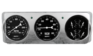 1940 Ford Deluxe Aluminum Gauge Panel w/ Auto Meter Old Tyme Black Gauges