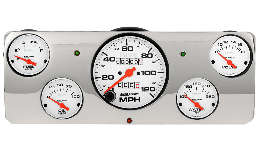 1940 Ford Deluxe Aluminum Gauge Panel w/ Auto Meter Phantom Gauges