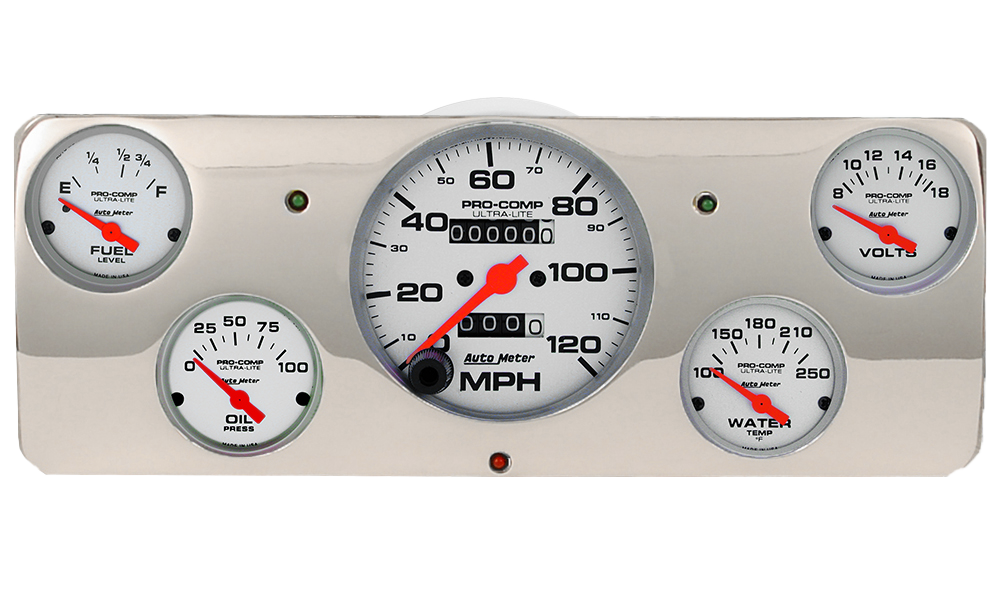 1940 Ford Deluxe Aluminum Gauge Panel w/ Ultra-Lite gauges