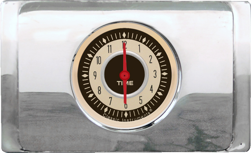 1940 Ford Deluxe Clock Insert w/ Classic Instruments Nostalgia VT Clock (red pointer)
