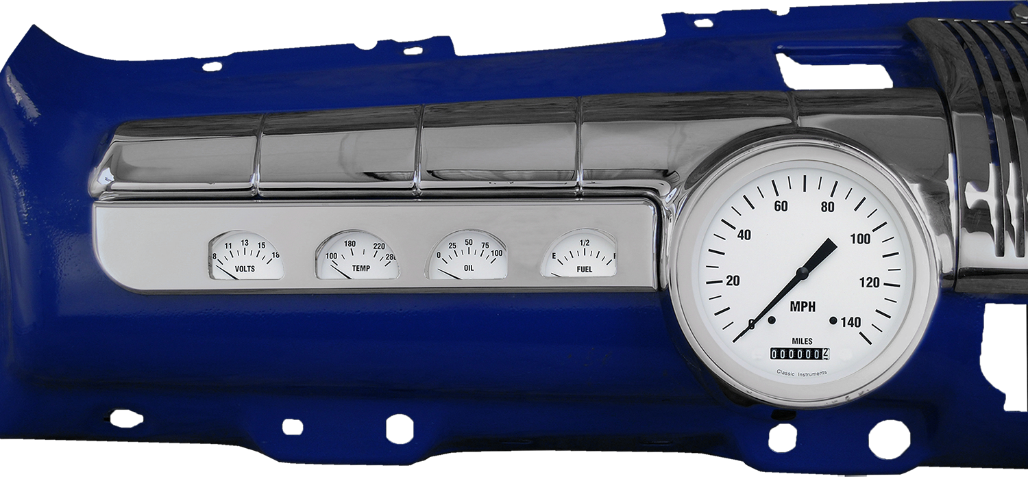 1942-1948 Ford Aluminum Gauge Panels w/ Classic Instruments White Hot Gauges