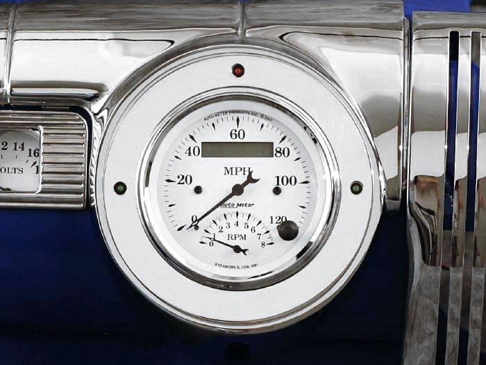 42 43 44 45 46 47 48 Ford Car billet aluminum speedometer insert w/ Auto Meter speedometer / tachometer combo gauge