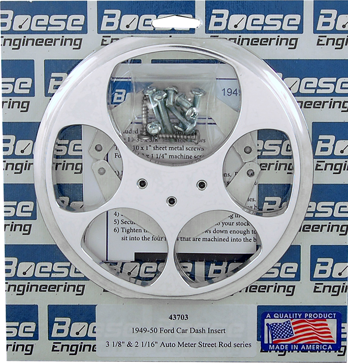 1949-1950 Ford Car 5 gauge Aluminum Gauge Panel for 3 1/8" & 2 1/16" Auto Meter Street Rod Series Gauges