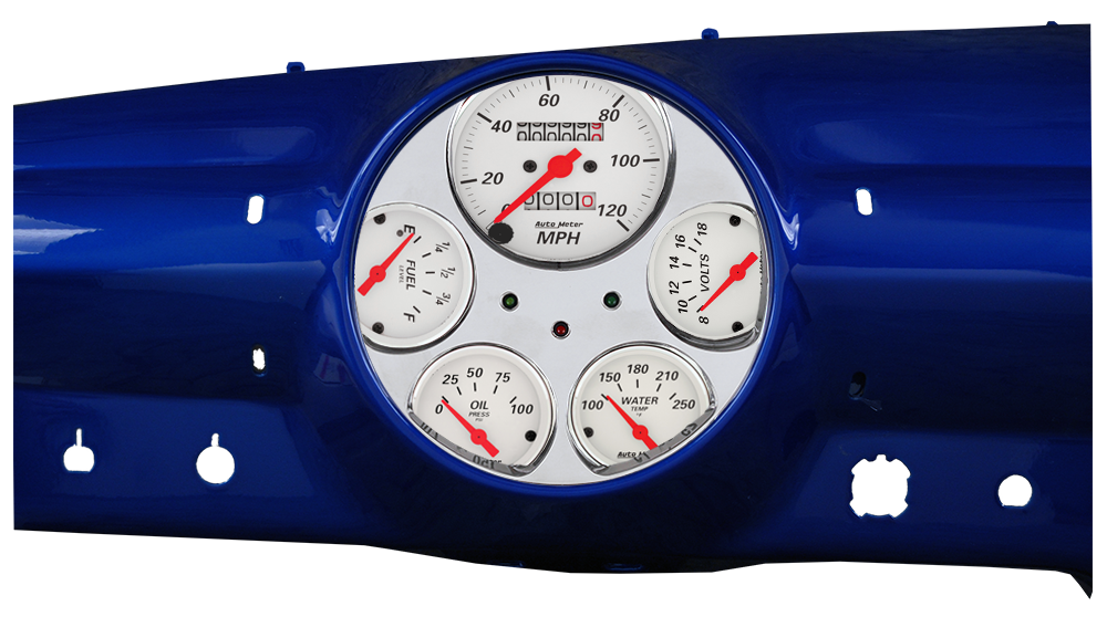 1949-1950 Ford Car Billet Aluminum Gauge Panel w/ Auto Meter Street Rod series gauges - Image 2