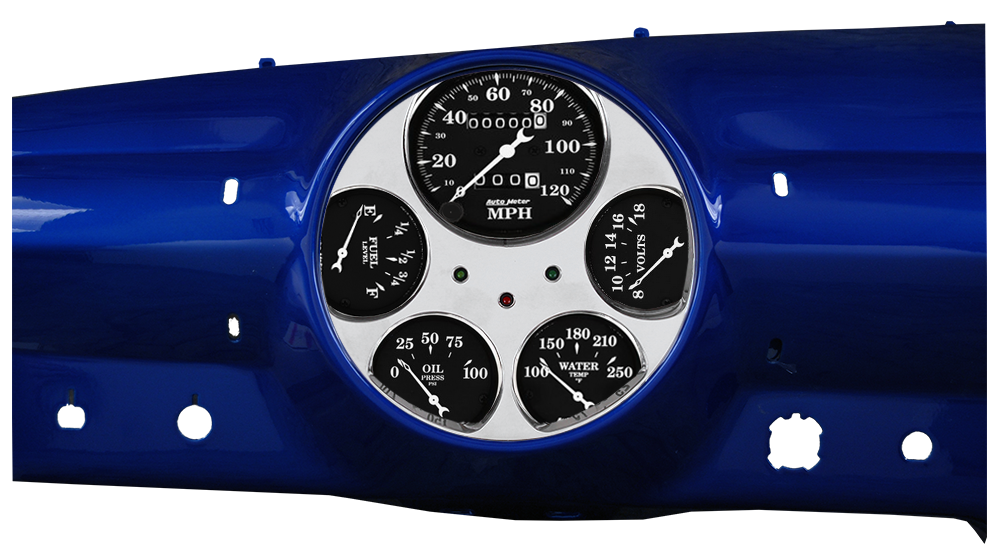 1949-1950 Ford Car Billet Aluminum Gauge Panel w/ Auto Meter Street Rod series gauges - Image 4