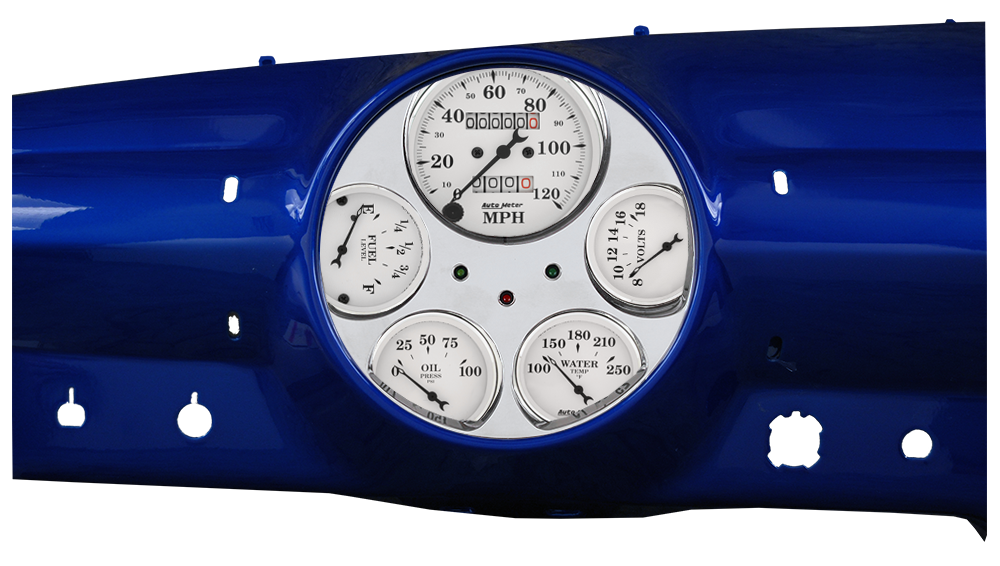 1949-1950 Ford Car Billet Aluminum Gauge Panel w/ Auto Meter Street Rod series gauges - Image 5