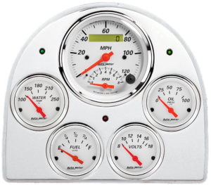 1952-1953 Ford Car Billet Aluminum Gauge Panel w/ Auto Meter Street Rod Series Gauges (Speedo/Tach)