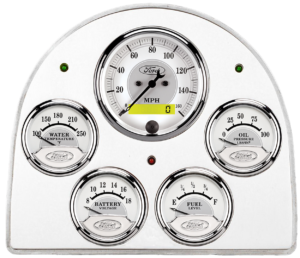 1952-1953 Ford Car Billet Aluminum Gauge Panel w/ Auto Meter Ford Masterpiece Silver Gauges