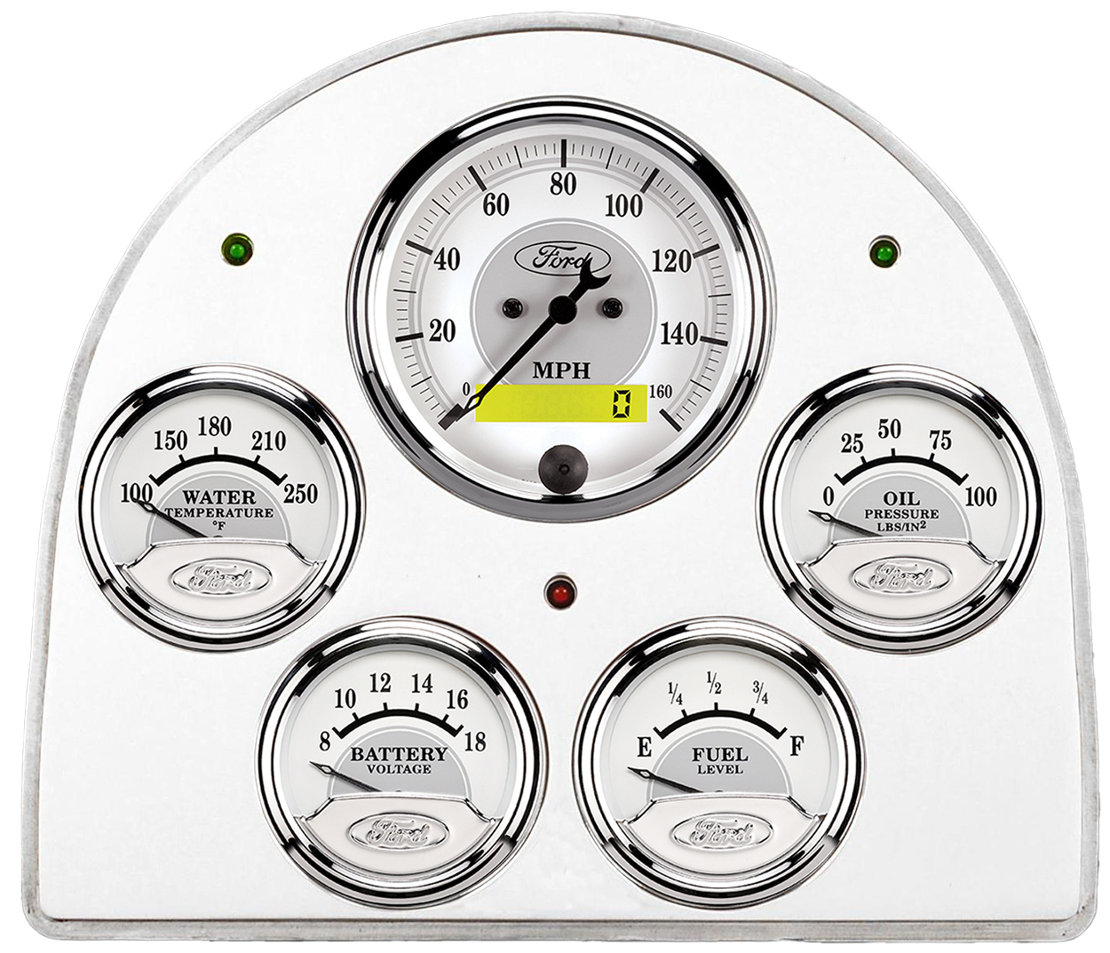 1952-1953 Ford Car Billet Aluminum Gauge Panel w/ Auto Meter Ford Masterpiece Silver Gauges