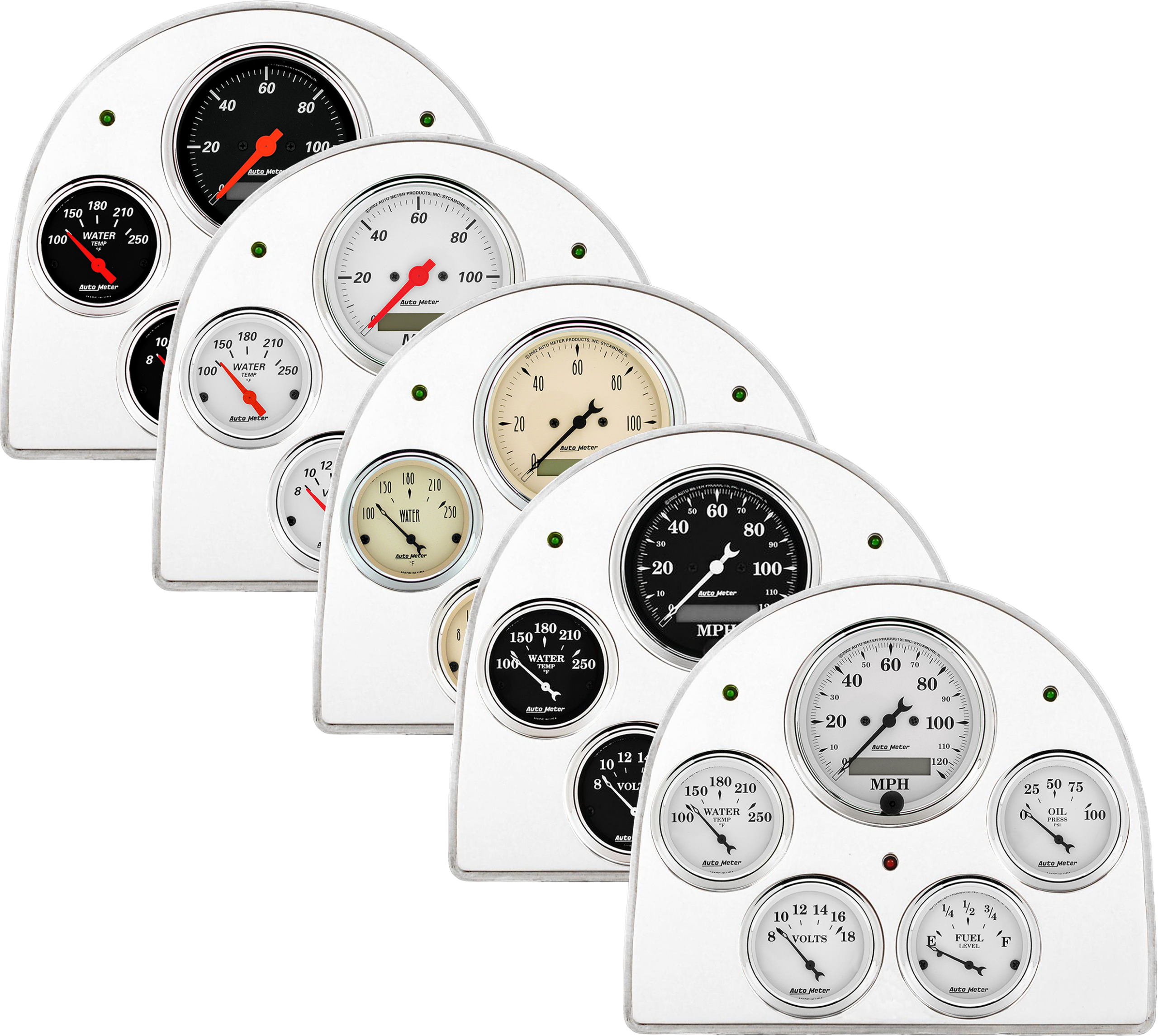 1952-1953 Ford Car Aluminum Gauge Panel w/ Auto Meter Street Rod series gauges