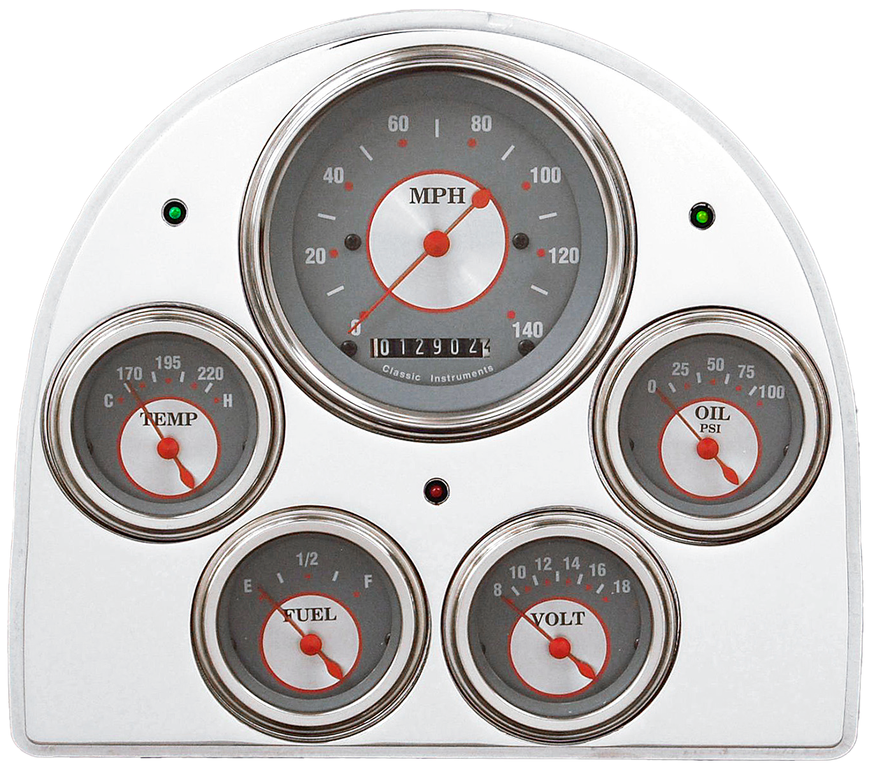 1952-1953 Ford Car Billet Aluminum 5 Gauge Panel w/ Classic Instruments Gauges - Image 2