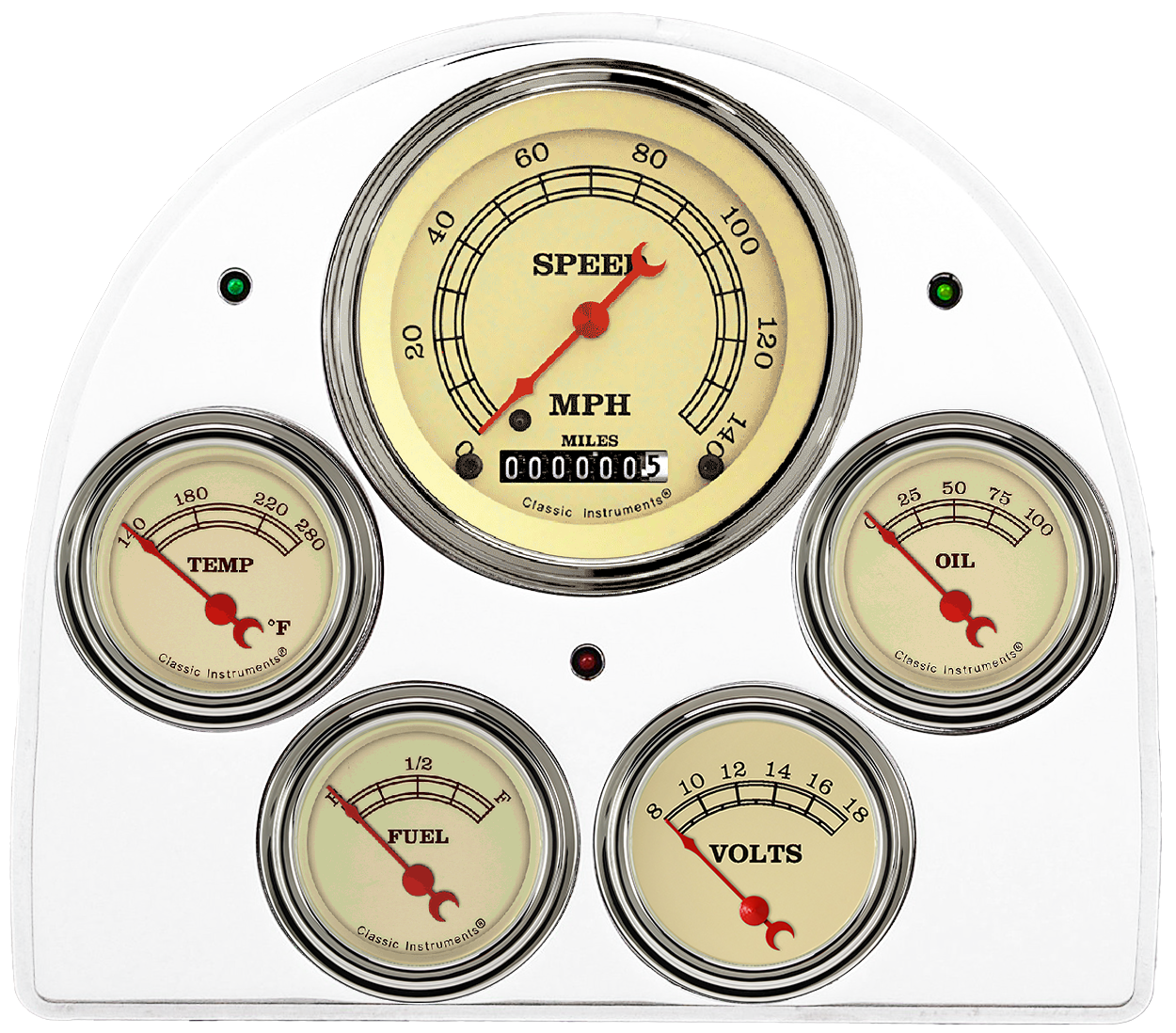 1952-1953 Ford Car Billet Aluminum 5 Gauge Panel w/ Classic Instruments Gauges - Image 4