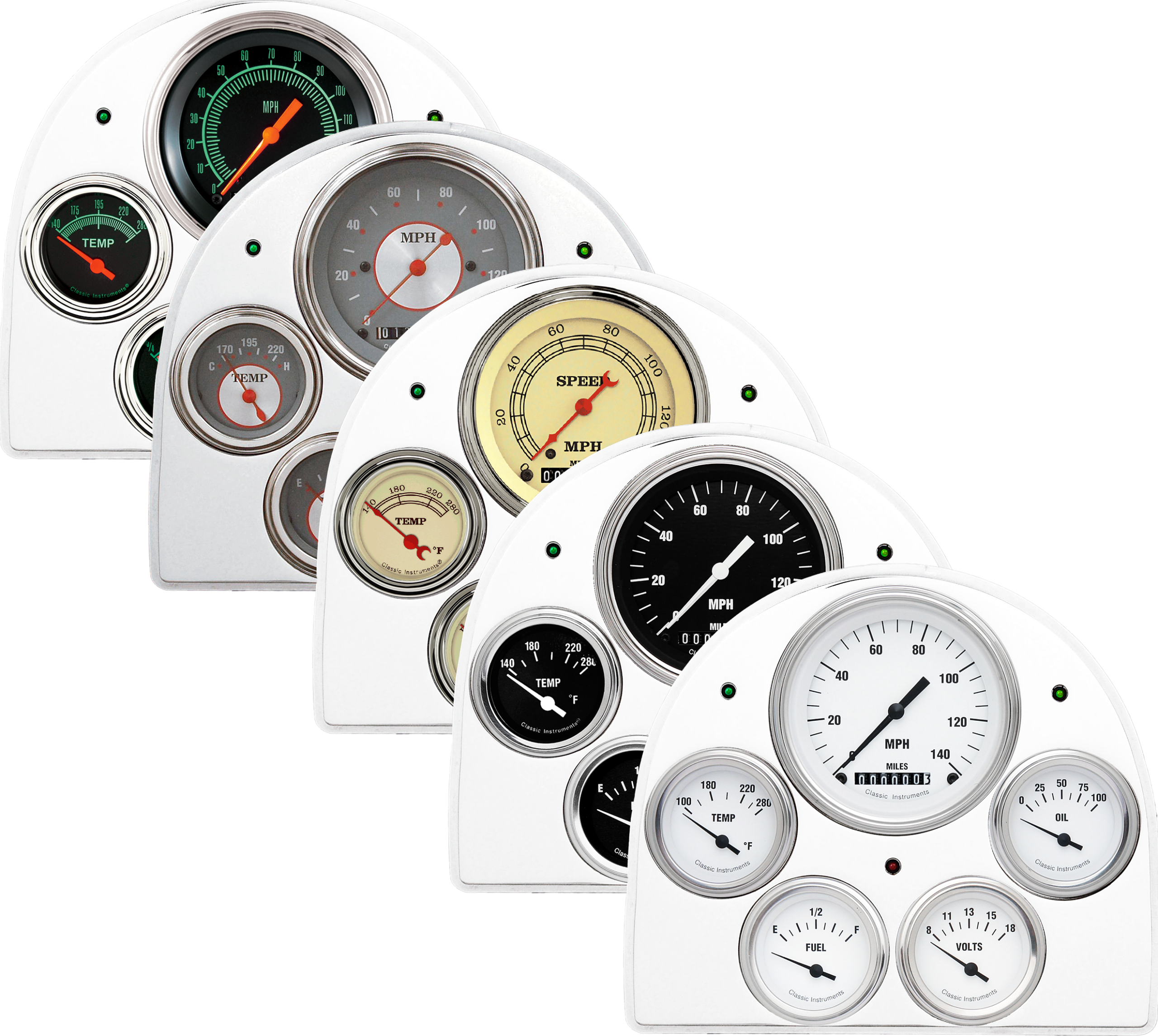 1952-1953 Ford Car Billet Aluminum 5 Gauge Panel w/ Classic Instruments Gauges