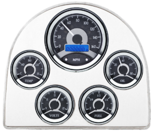 1952-1953 Ford Car Billet Aluminum Gauge Panel w/ Dakota Digital VHX-1050 Black Alloy Gauges