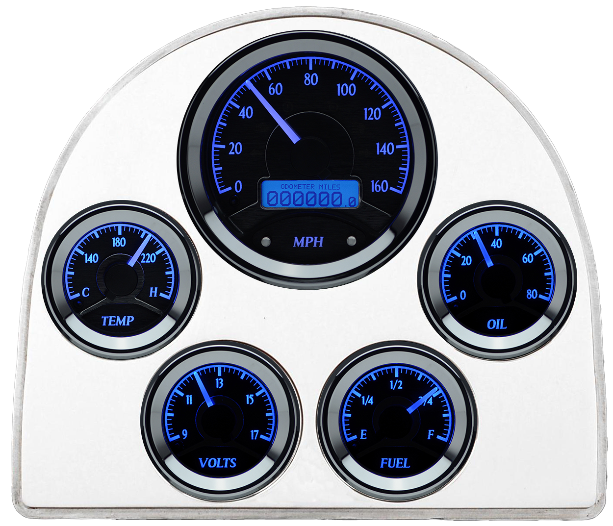 1952-1953 Ford Car Billet Aluminum Gauge Panel w/ Dakota Digital VHX-1050 Black Alloy Gauges - Image 2