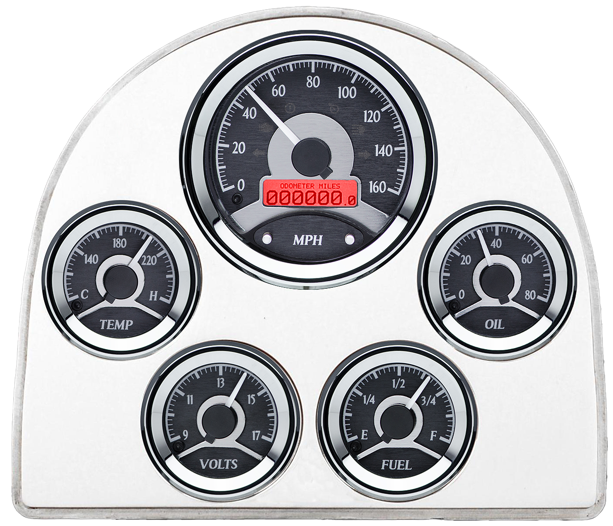 1952-1953 Ford Car Billet Aluminum Gauge Panel w/ Dakota Digital VHX-1050 Black Alloy Gauges - Image 4