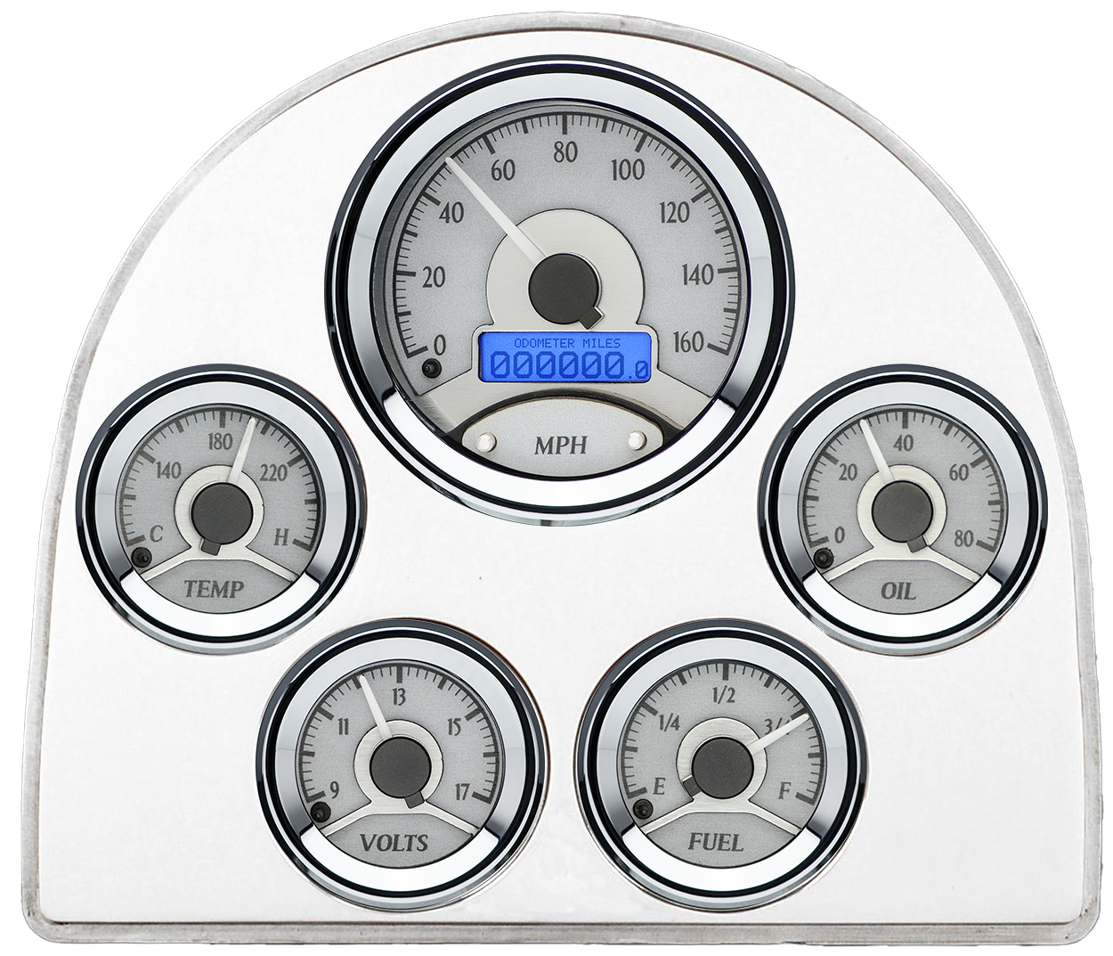 1952-1953 Ford Car Billet Aluminum Gauge Panel w/ Dakota Digital VHX-1050 Silver Alloy Gauges - Image 3