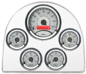 1952-1953 Ford Car Billet Aluminum Gauge Panel w/ Dakota Digital VHX-1050 Silver Alloy Gauges