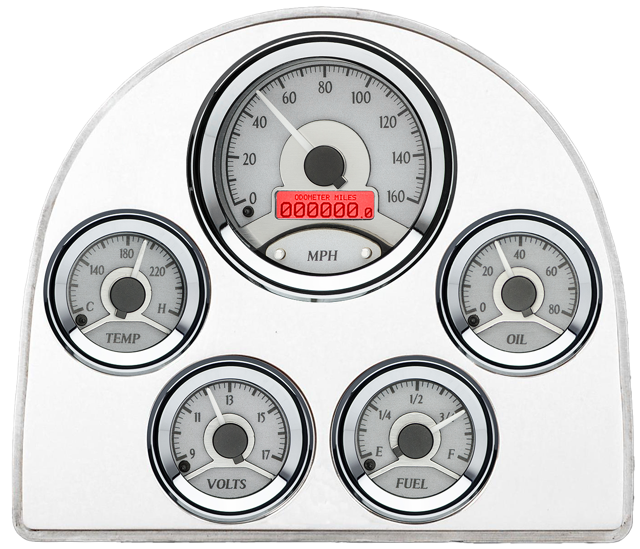 1952-1953 Ford Car Billet Aluminum Gauge Panel w/ Dakota Digital VHX-1050 Silver Alloy Gauges