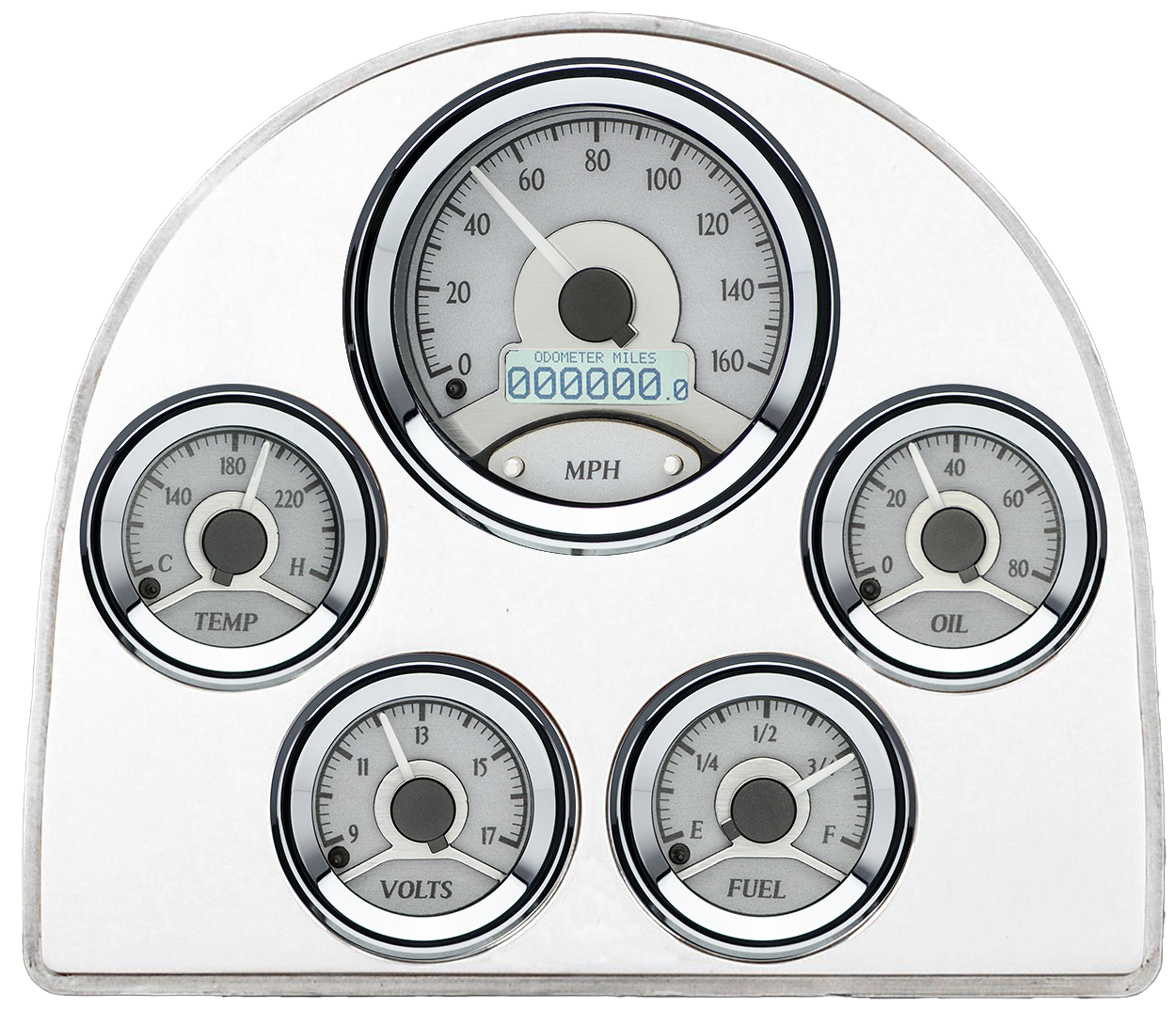 1952-1953 Ford Car Billet Aluminum Gauge Panel w/ Dakota Digital VHX-1050 Silver Alloy Gauges - Image 5