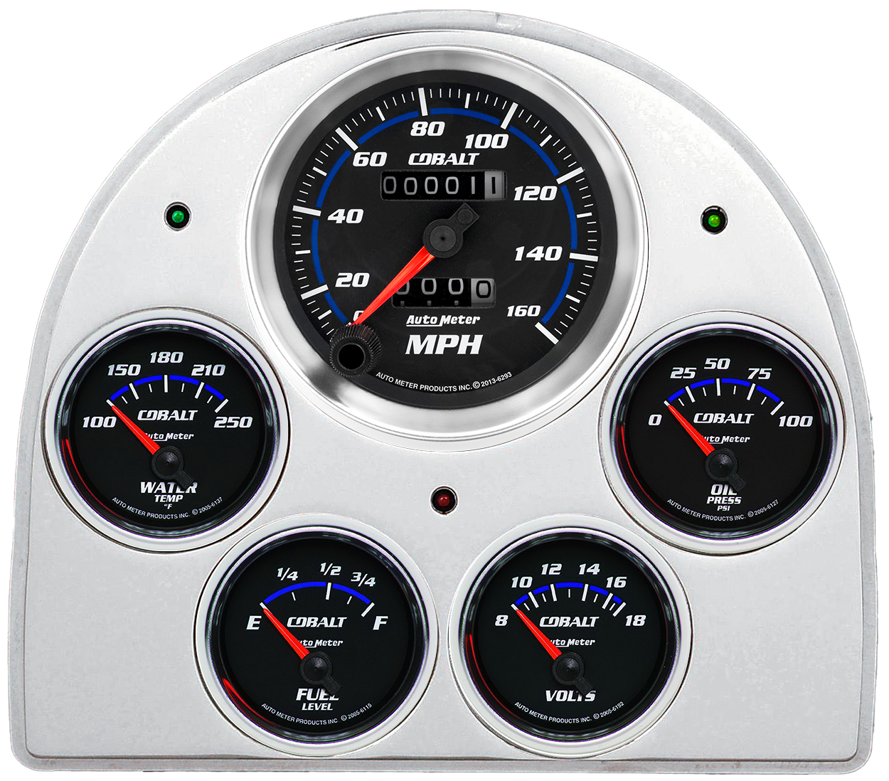 1952-1953 Ford Car Aluminum Gauge Panel w/ Auto Meter Cobalt Gauges - Image 3