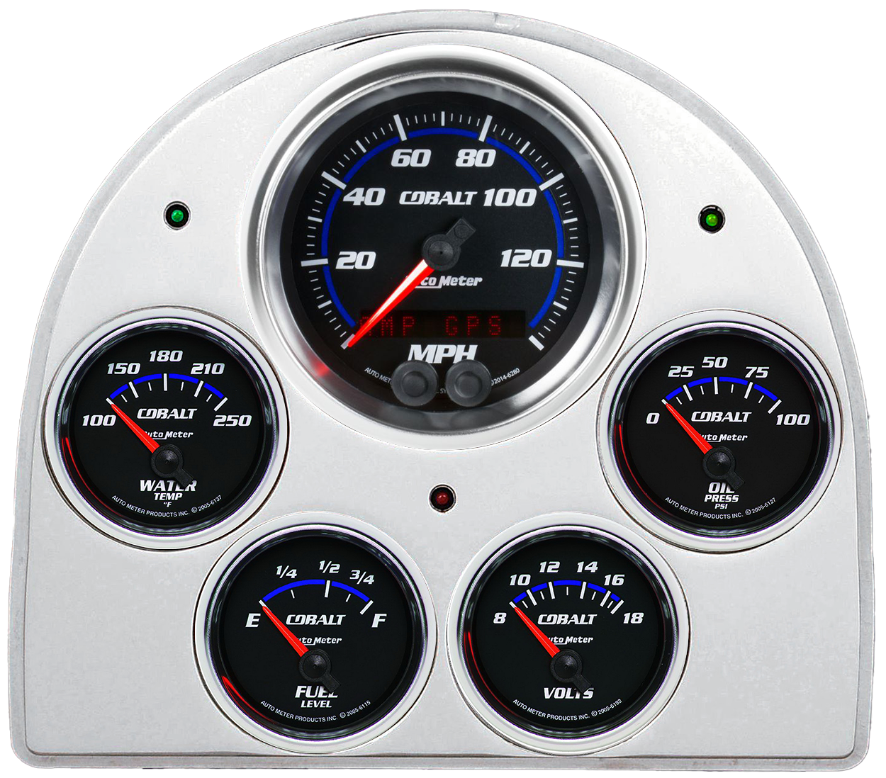 1952-1953 Ford Car Aluminum Gauge Panel w/ Auto Meter Cobalt Gauges - Image 2