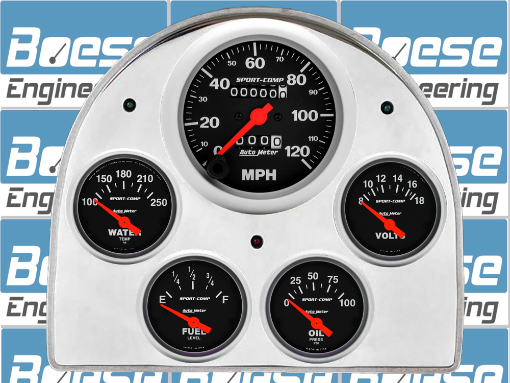 1952-1953 Ford Car Billet Aluminum Gauge Panel w/ Sport-Comp gauges