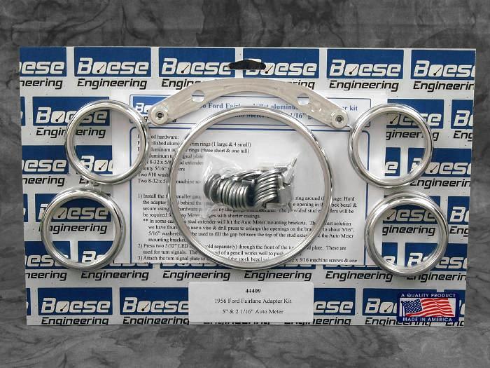 1956 Ford Fairlane billet aluminum adapter panels for 5" & 2 1/16" Auto Meter gauges