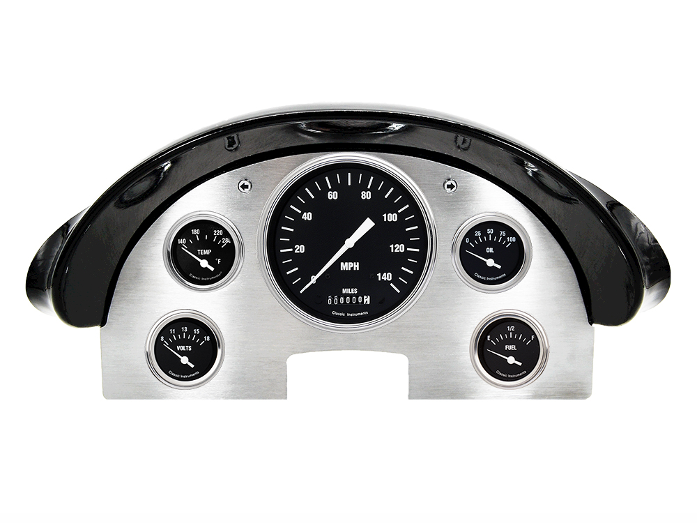 1956 Ford Fairlane Aluminum Gauge Panel w/ Classic Instruments Hot Rod Gauges - Image 2