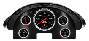 1956 Ford Fairlane Aluminum Gauge Panel w/ AutoMeter Designer Black Gauges (Speedo/Tach)