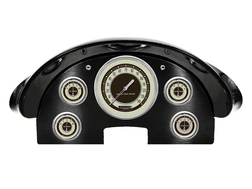 1956 Ford Fairlane Aluminum Gauge Panel w/ Classic Instruments Nostalgia VT Gauges