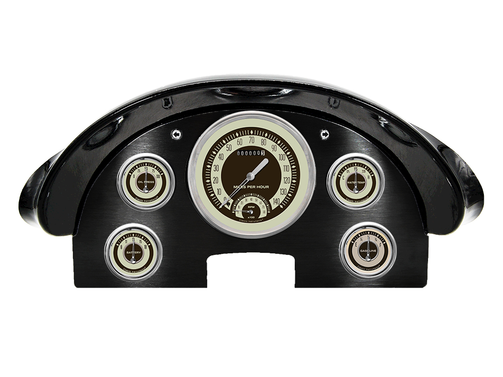 1956 Ford Fairlane Aluminum Gauge Panel w/ Classic Instruments Nostalgia VT Gauges - Image 2