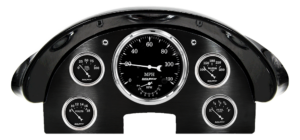 1956 Ford Fairlane Aluminum Gauge Panel w/ AutoMeter Old Tyme Black Gauges (Speedo/Tach)