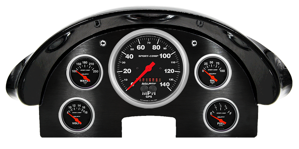 1956 Ford Fairlane Aluminum Gauge Panel w/ Auto Meter Sport-Comp Gauges