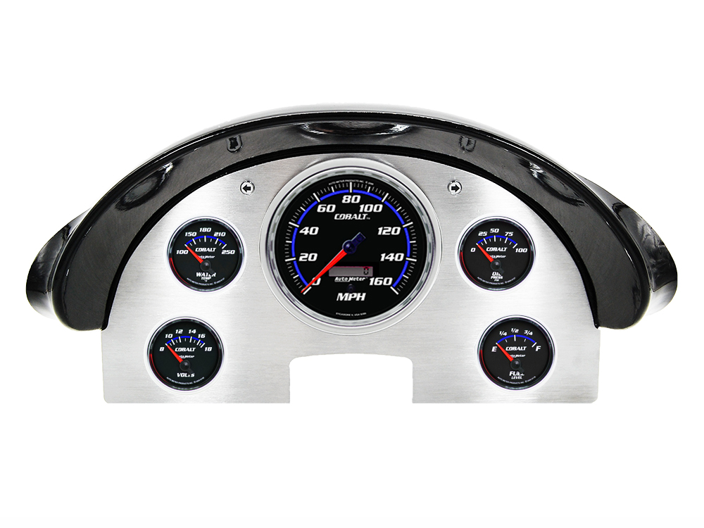 1956 Ford Fairlane Aluminum Gauge Panel w/ Auto Meter Cobalt Gauges - Image 2