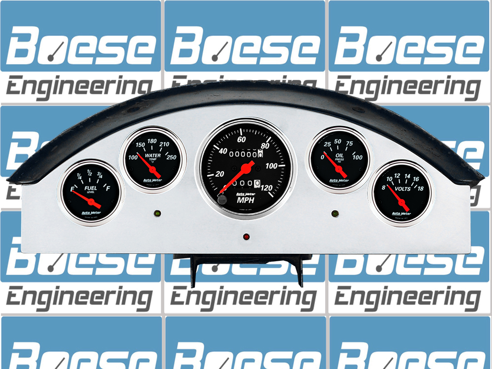 1957 Ford Fairlane Aluminum Gauge Panel w/ Auto Meter Street Rod Series Gauges - Image 2