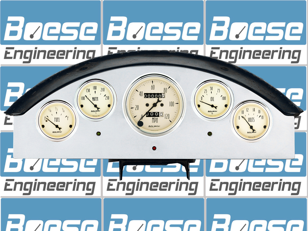 1957 Ford Fairlane Aluminum Gauge Panel w/ Auto Meter Street Rod Series Gauges
