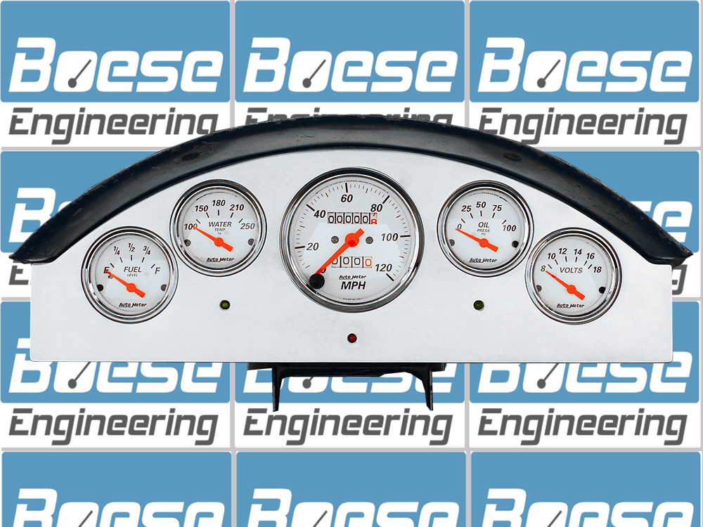 1957 Ford Fairlane Aluminum Gauge Panel w/ Auto Meter Street Rod Series Gauges - Image 3