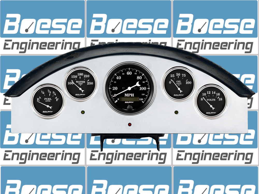 1957 Ford Fairlane Aluminum Gauge Panel w/ Auto Meter Street Rod Series Gauges - Image 5