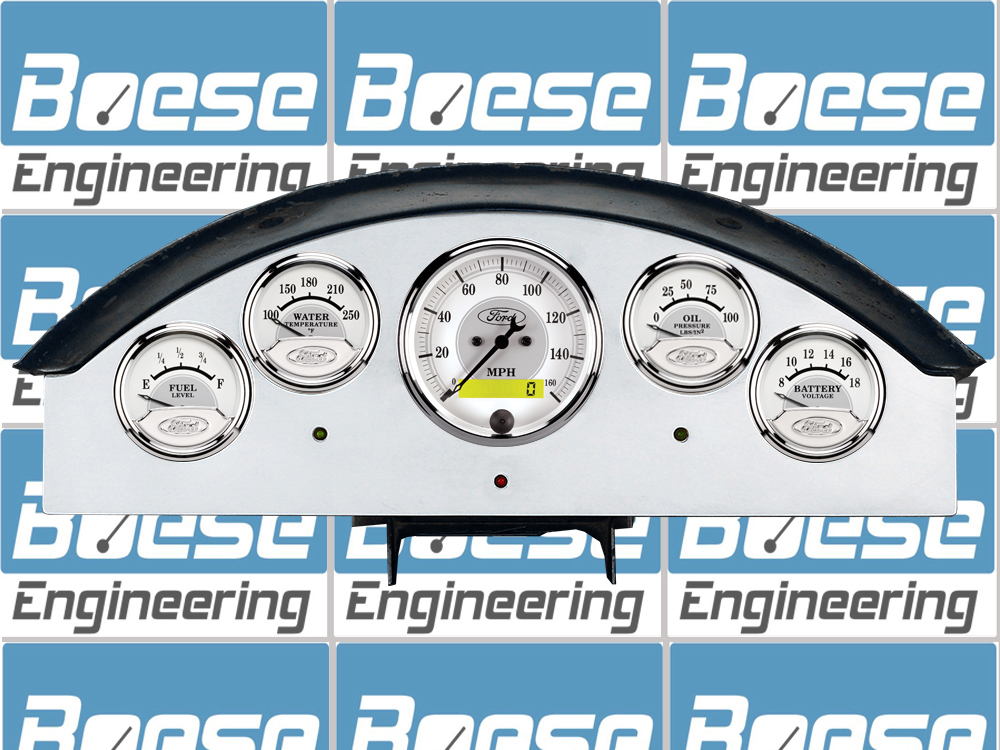 1957 Ford Fairlane Aluminum Gauge Panel w/ Auto Meter Ford Masterpiece Silver Gauges