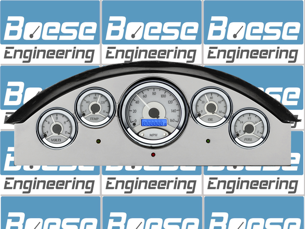 1957 Ford Fairlane Aluminum Gauge Panel w/ Dakota Digital VHX-1050 Silver Alloy Gauges