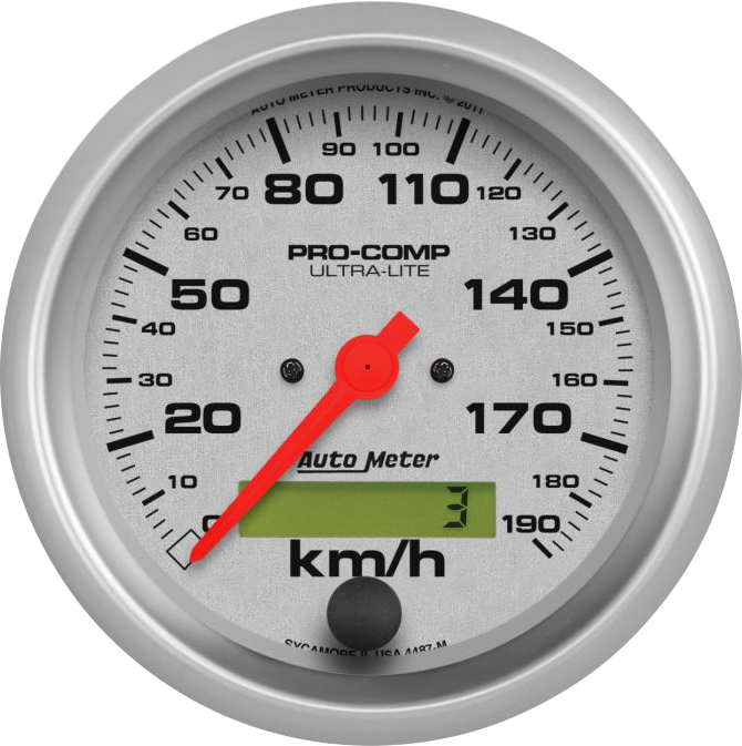 4487-M AutoMeter Ultra-Lite 3 3/8" Electric 0-190 KPH Speedometer