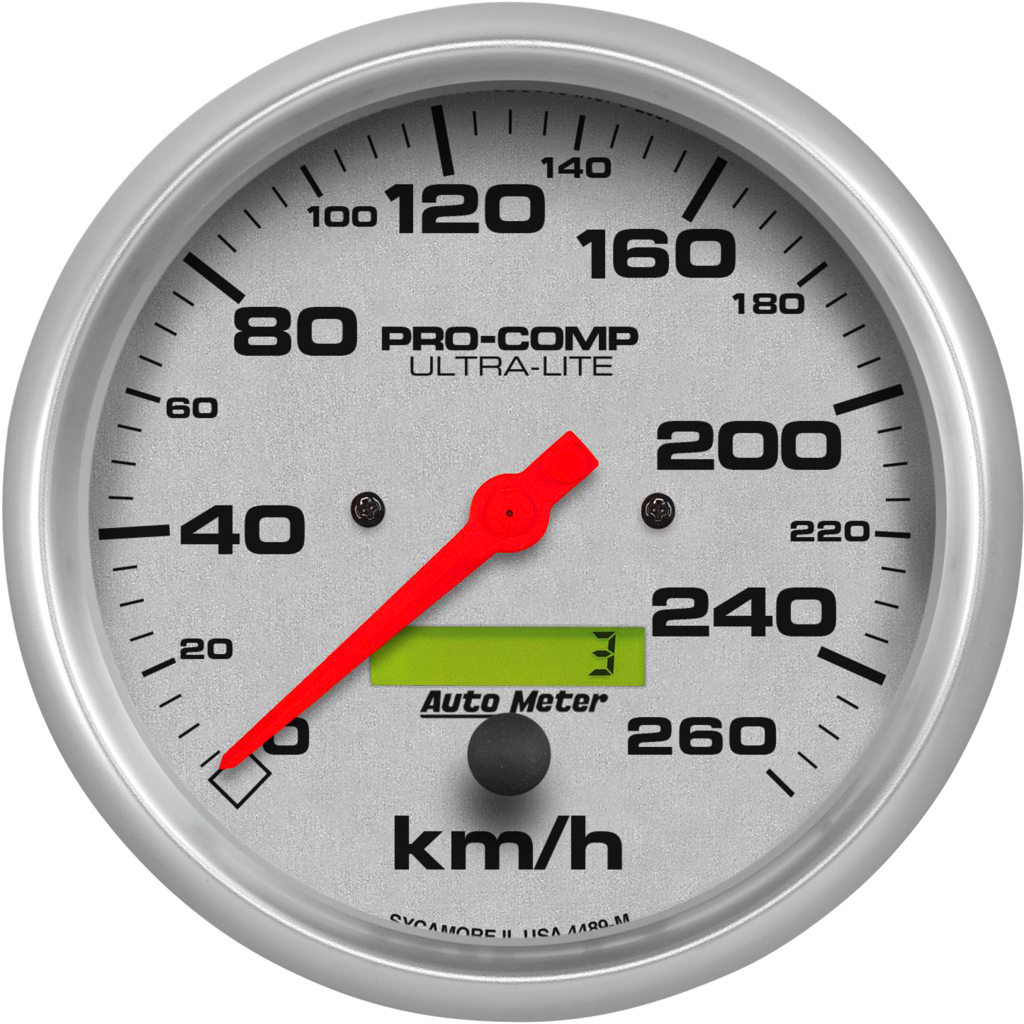4489-M AutoMeter Ultra-Lite 5" Electric 0-260 KPH Speedometer