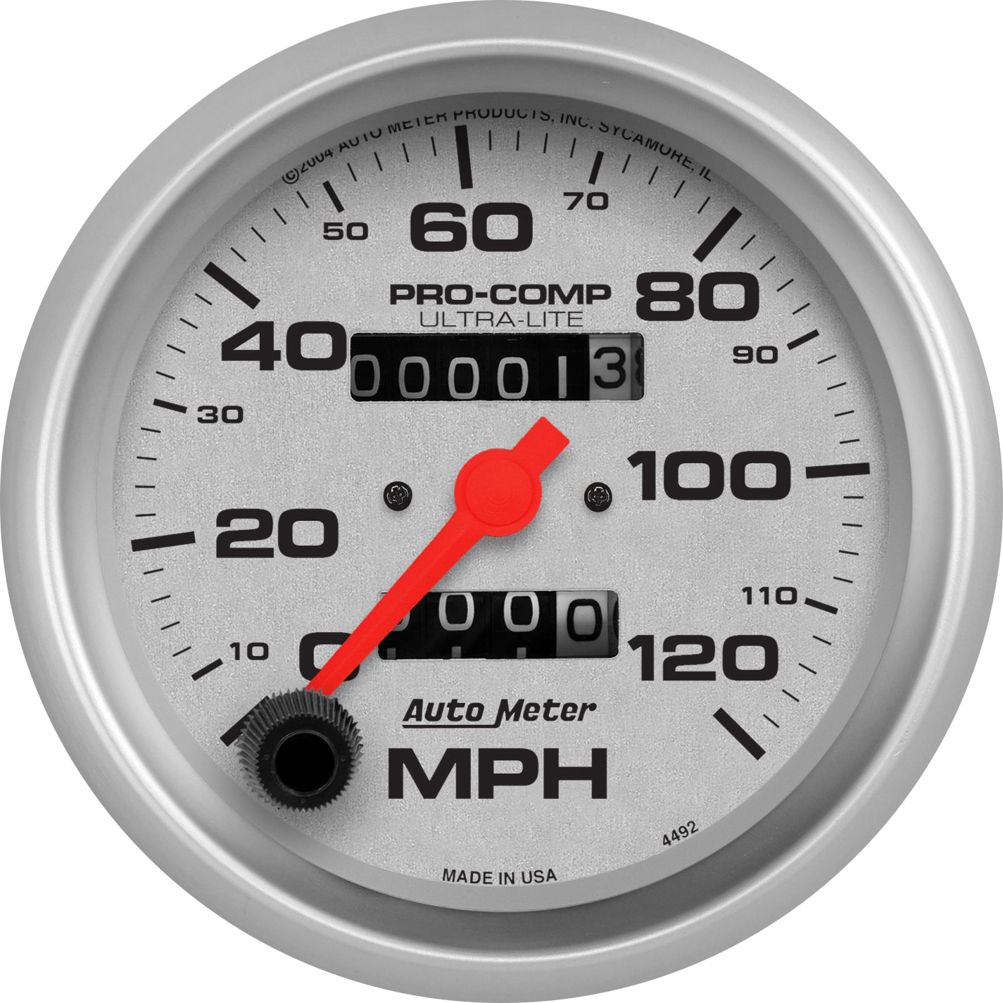 4492 AutoMeter Ultra-Lite 3 3/8" Mechanical 0-120 MPH Speedometer