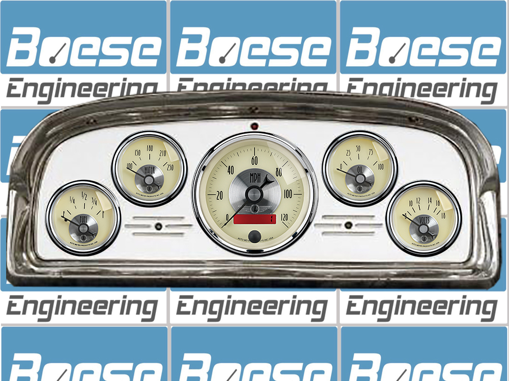 1959 Ford Galaxie / Fairlane Aluminum 5 Gauge Panel w/ Auto Meter Prestige Series