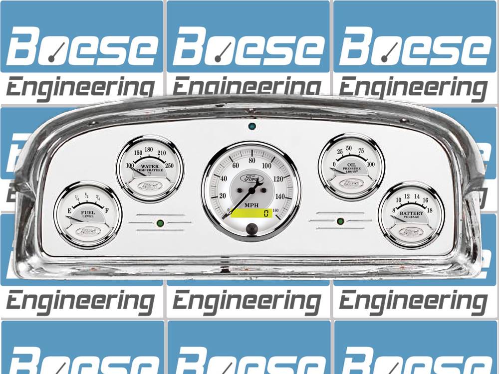 1959 Ford Galaxie Aluminum Gauge Panel w/ Auto Meter Ford Masterpiece Silver Gauges