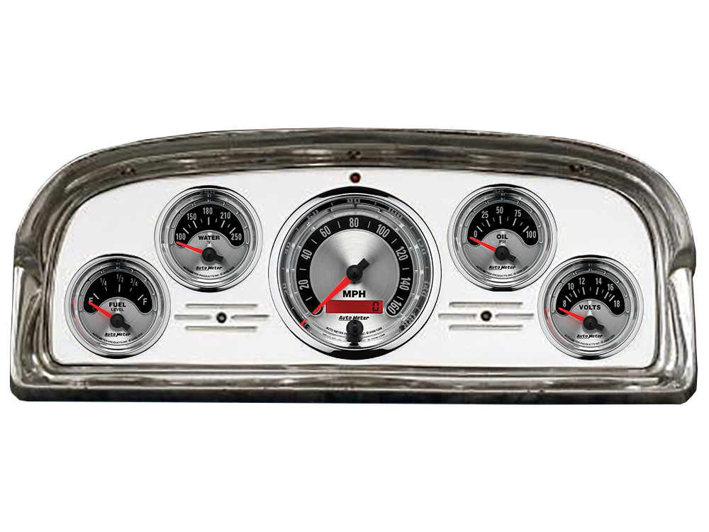 1959 Ford Galaxie / Fairlane Aluminum Dash Insert w Auto Meter American Muscle Gauges