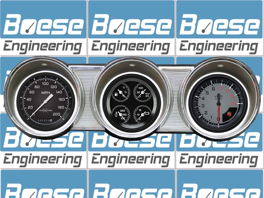 1962-1963 Ford Fairlane Aluminum Gauge Panel Adapter w/ Classic Instruments AutoCross Gray - Image 2