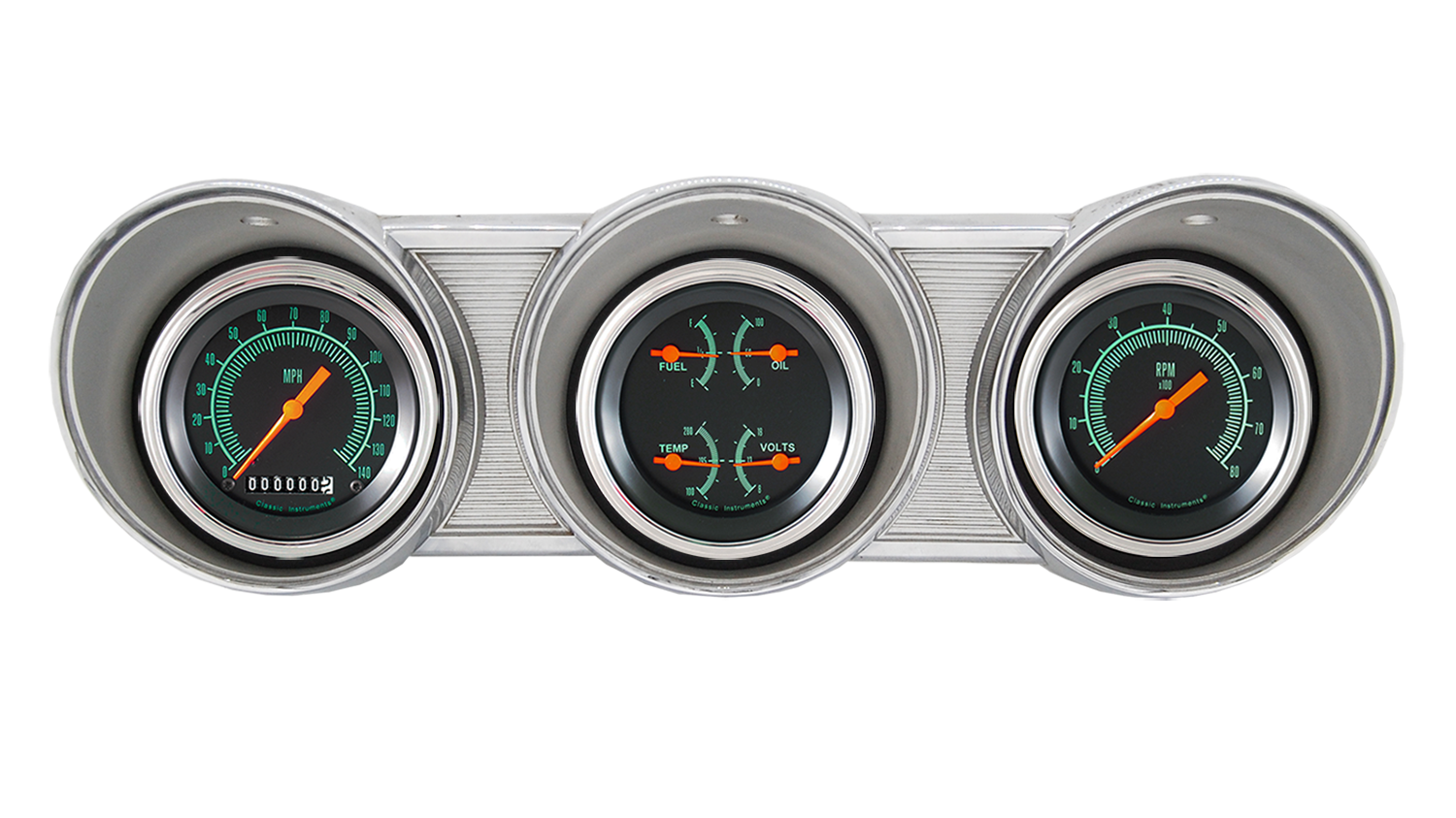 1962-1963 Ford Fairlane Aluminum Gauge Panel Adapter w/ Classic Instruments G/Stock Gauges